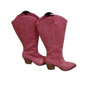 Southern Fried Chis Pink Sequin Wide Calf Boots